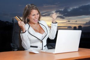 woman happy over winning