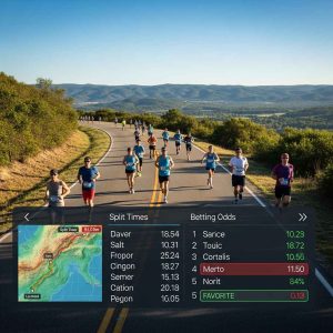 A long-distance marathon race on a scenic road course